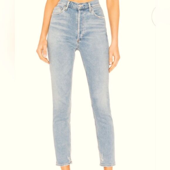 Agolde Jeans Women's 24 Blue Nico High Rise Slim Fit Embark Light Wash - Picture 1 of 5